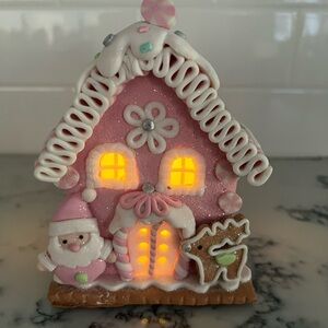 Valerie Parr Hill Illuminated Pink Clay Dough Gingerbread House Christmas